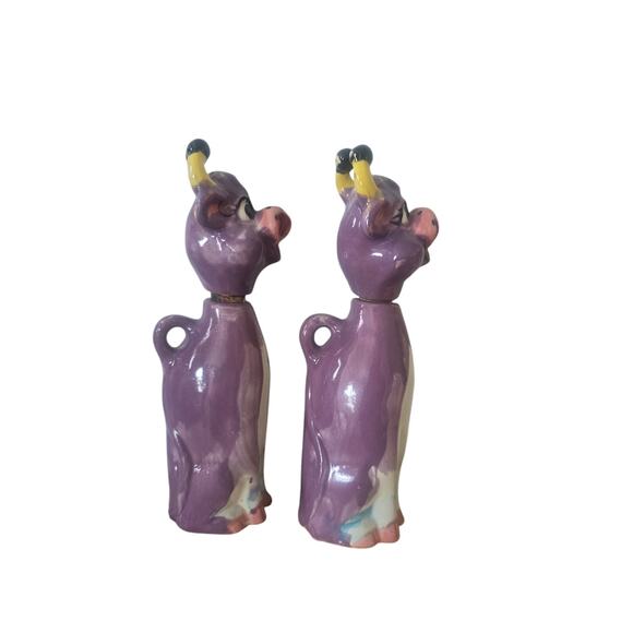 Vintage Purple Cow Oil and Vinegar Hand Painted Cruets Made in Thames  Japan - Picture 3 of 6